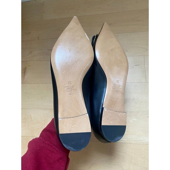Valentino black slip on flats women sz 36 pointed toe FLAW VLogo - Picture 6 of 8